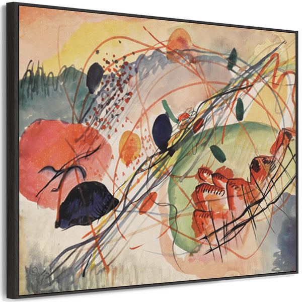 Large Multi Coloured Wassily Kandinsky Abstract Wall Art Framed Canvas Print of Watercolour no6 Painting