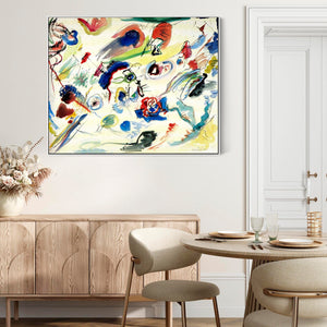 Large Colourful Wassily Kandinsky Abstract Wall Art Framed Canvas Print of First Watercolour Painting