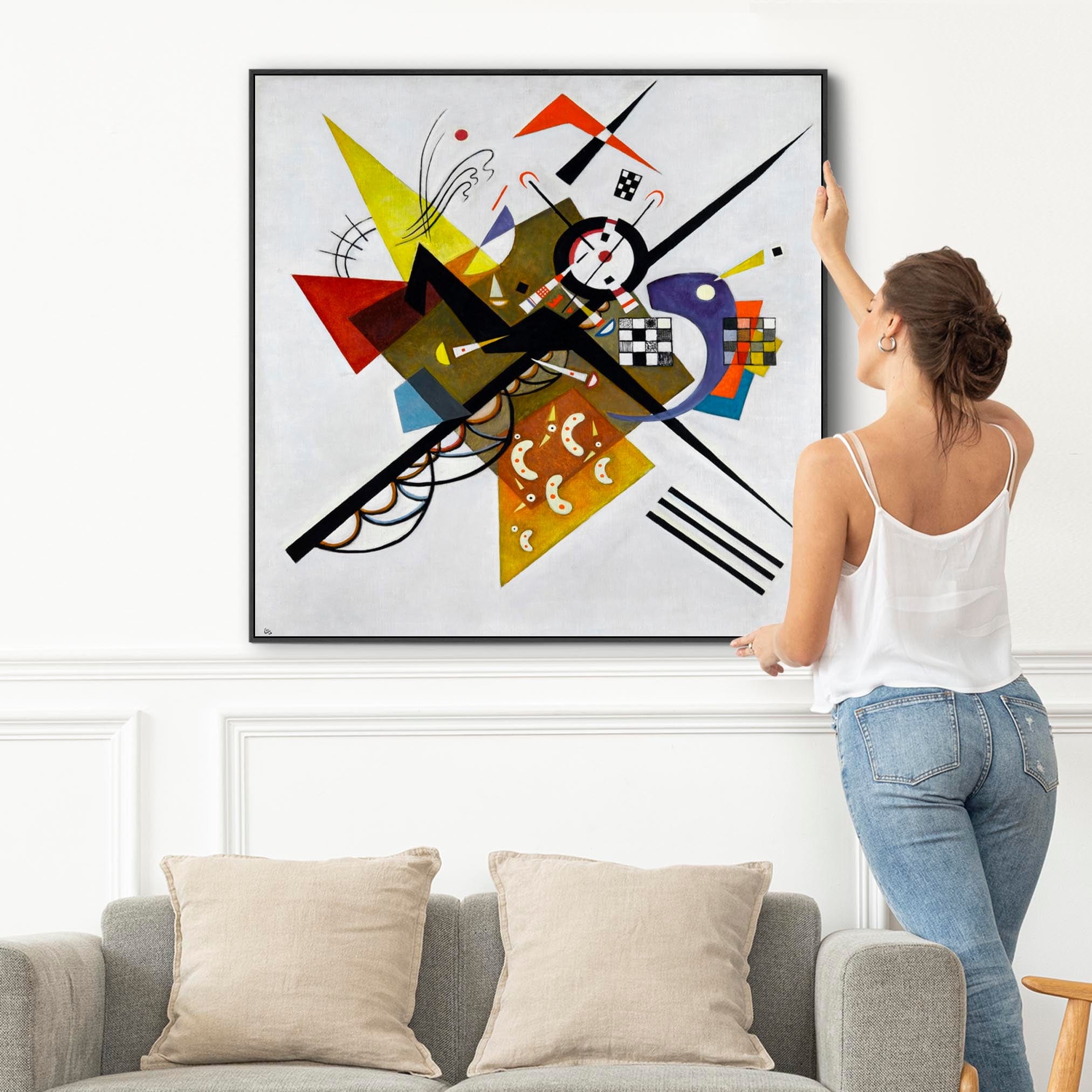 Large Multi Coloured Wassily Kandinsky Abstract Wall Art Framed Canvas