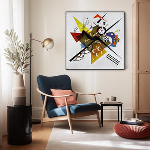 Large Multi Coloured Wassily Kandinsky Abstract Wall Art Framed Canvas Print of On White ii 2 Painting - 100cm x 100cm