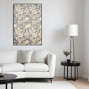 William Morris Grey White Framed Artwork Print on Canvas Floral Pattern