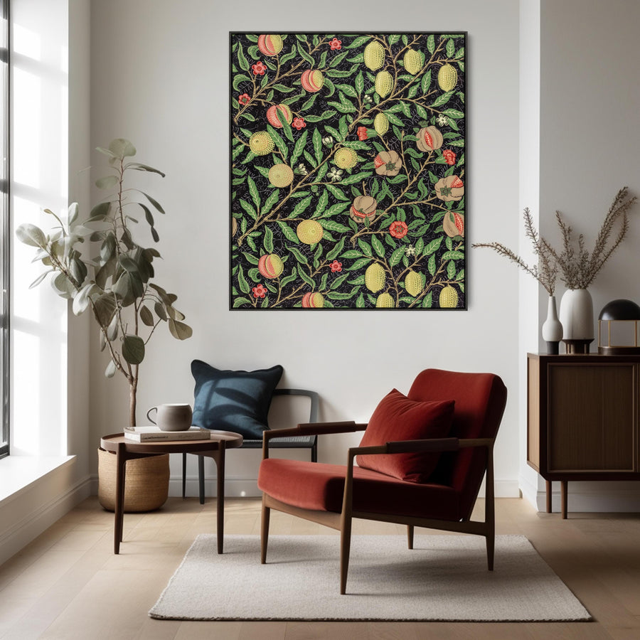 William Morris Framed Wall Art Canvas Print Fruit Pattern