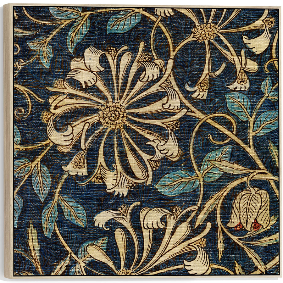 William Morris Wall Art Framed Canvas Print of Famous Honeysuckle Pattern - 100cm x 100cm