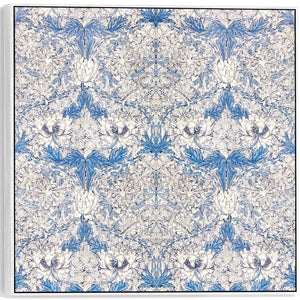 Large William Morris Wall Art Framed Canvas Print of Famous White Honeysuckle Pattern - 100cm x 100cm