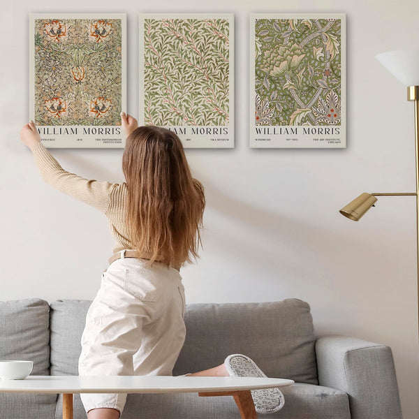 William Morris - Floral Canvas Wall Art Prints - Set of 3 - Ready to Hang