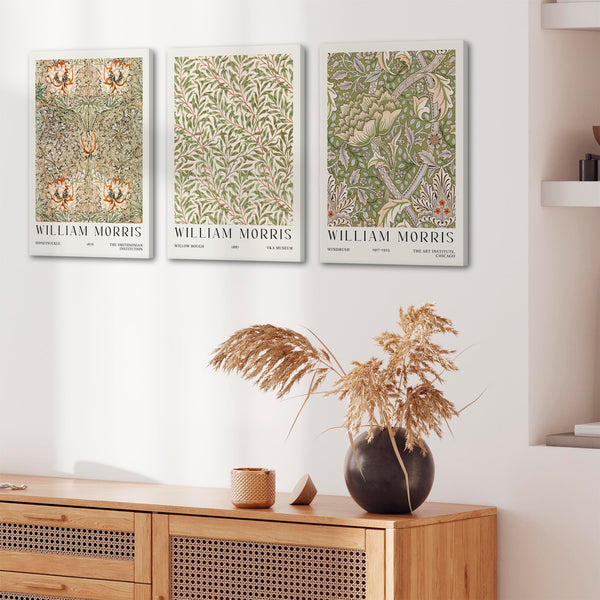 William Morris - Floral Canvas Wall Art Prints - Set of 3 - Ready to Hang