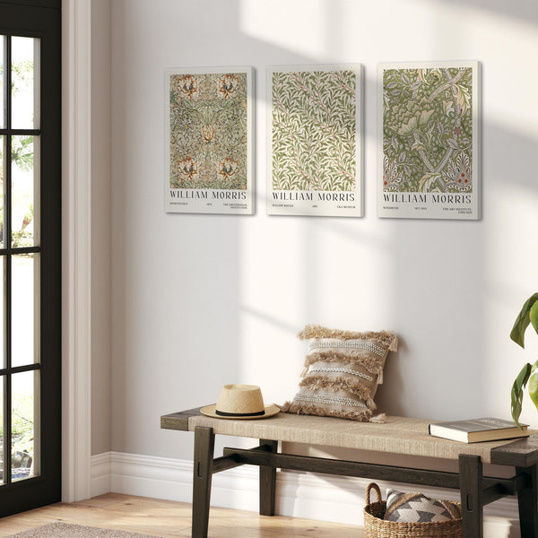 William Morris - Floral Canvas Wall Art Prints - Set of 3 - Ready to Hang