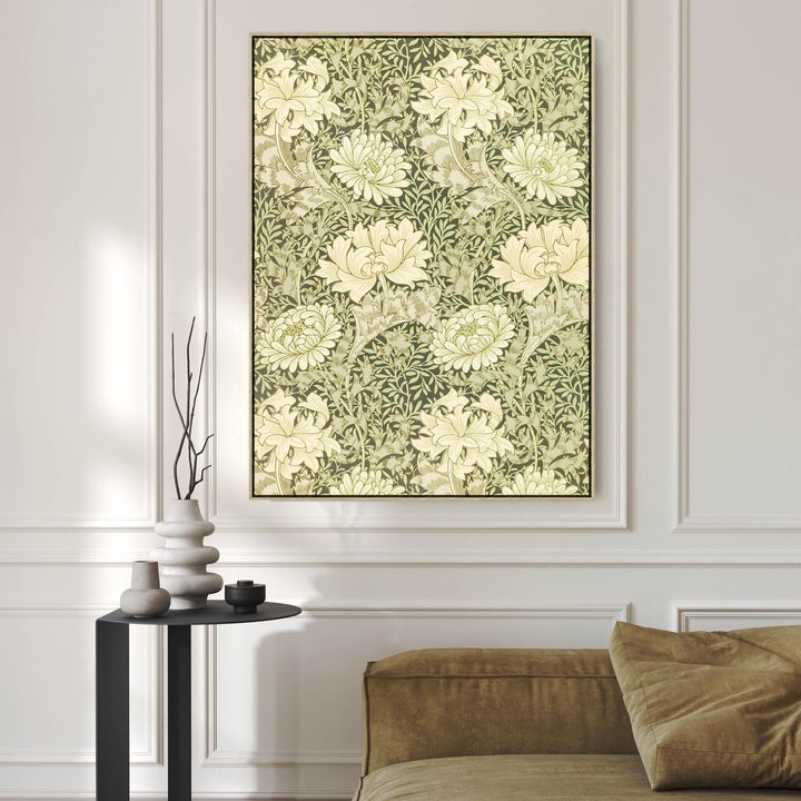 William Morris Floral Canvas Artwork Framed Print Chrysanthemum Flower - FFp-2646-N-L