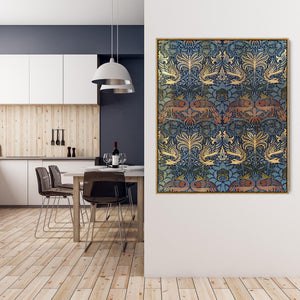 William Morris Framed Artwork Print on Canvas Peacock and Dragon