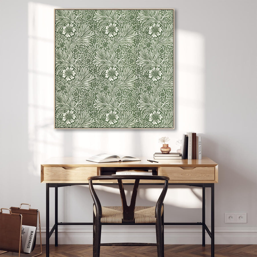 Large William Morris Wall Art Framed Canvas Print of Famous Marigold Pattern - 100cm x 100cm