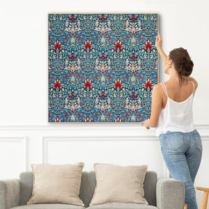 Large William Morris Wall Art Framed Canvas Print of Famous Snakeshead Pattern - 100cm x 100cm