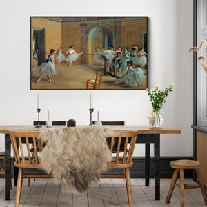 Edgar Degas - Framed Wall Art Print Canvas Picture - The Dance Foyer at the Opera on the rue Le Peletier