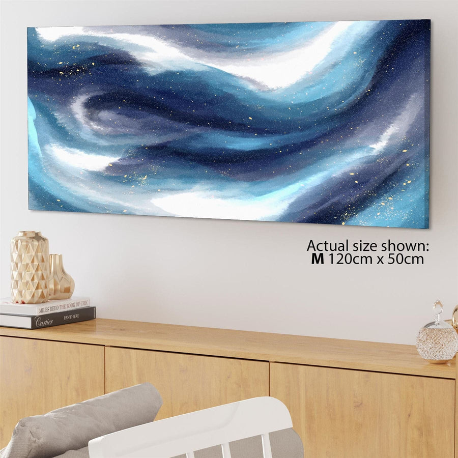 Abstract Blue White Watercolour Brushstrokes Canvas Art Pictures