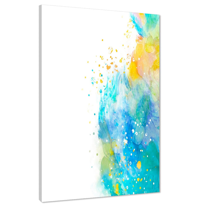 Abstract Blue Yellow Watercolour Brushstrokes Framed Wall Art Print - 11049