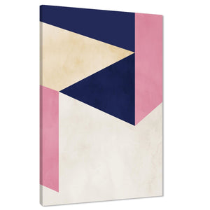 Abstract Blue Pink Triangles Geometric Design Canvas Wall Art Print
