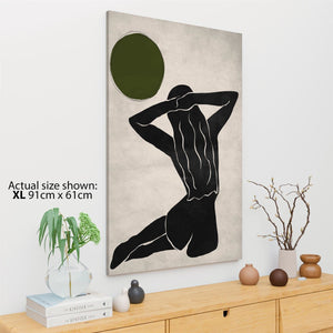 Green Black Figurative Sun Goddess Canvas Art Pictures