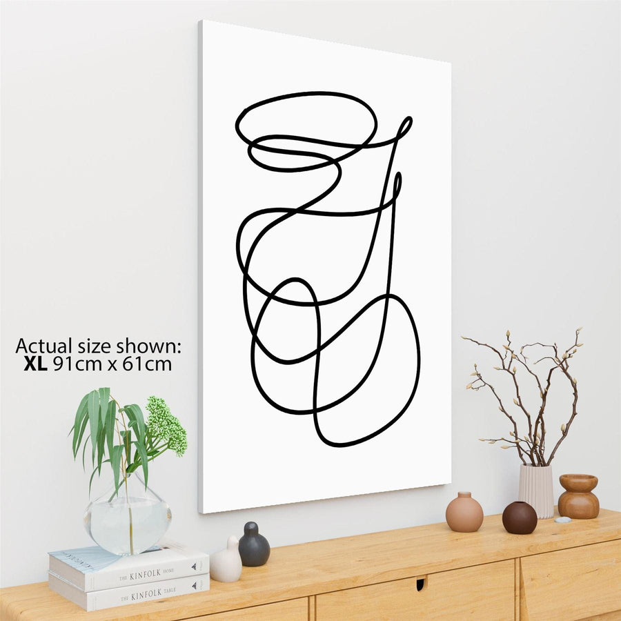 Abstract Black and White Swirls Line Drawing Canvas Art Pictures