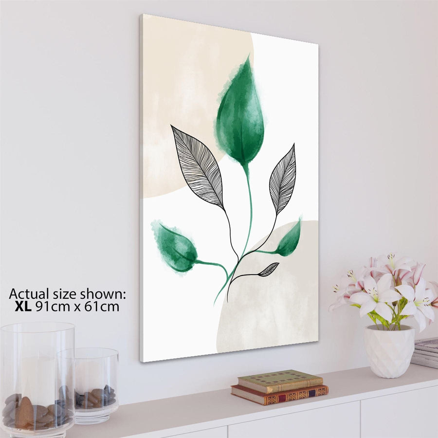 Emerald Green Black Leaves Floral Canvas Art Pictures