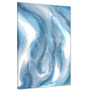 Abstract Light Blue White Watercolour Brushstrokes Canvas Wall Art Print