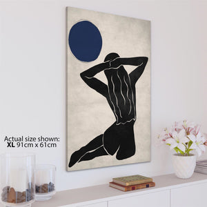 Blue Black Figurative Sun Goddess Canvas Art Prints