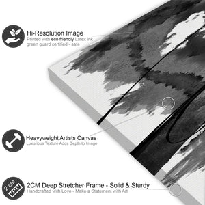 Abstract Grey White Black Watercolour Painting Canvas Wall Art Picture