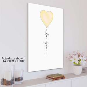 Be You Balloon Quote Word Art - Typography Canvas Print Yellow