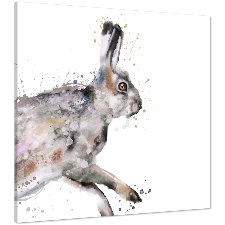 Hare Canvas Wall Art Picture - Grey - 1s1103S