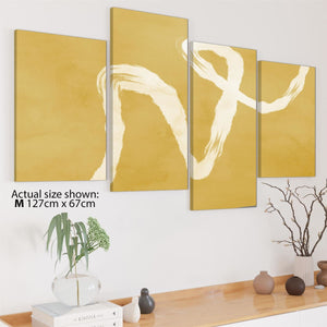 Abstract Mustard Yellow Artwork Canvas Wall Art Picture