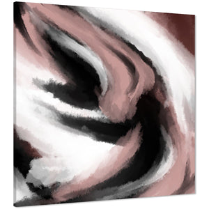 Abstract Black and White Pink Watercolour Brushstrokes Canvas Art Prints