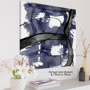 Abstract Blue Black Watercolour Canvas Art Prints