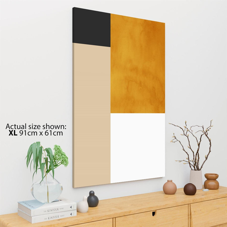 Abstract Mustard Yellow White Design Canvas Art Prints