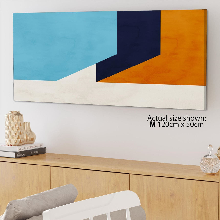 Abstract Blue Orange Triangles Canvas Wall Art Print