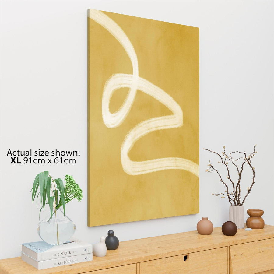 Abstract Mustard Yellow Watercolour Canvas Art Pictures