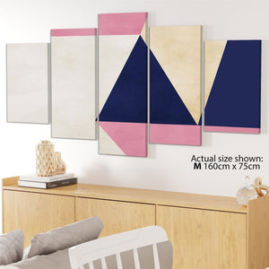 Abstract Blue Pink Triangles Geometric Design Canvas Wall Art Print