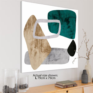 Abstract Teal Brown Grey Painting Canvas Art Prints