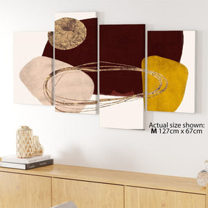 Abstract Maroon Gold Painting Canvas Art Prints