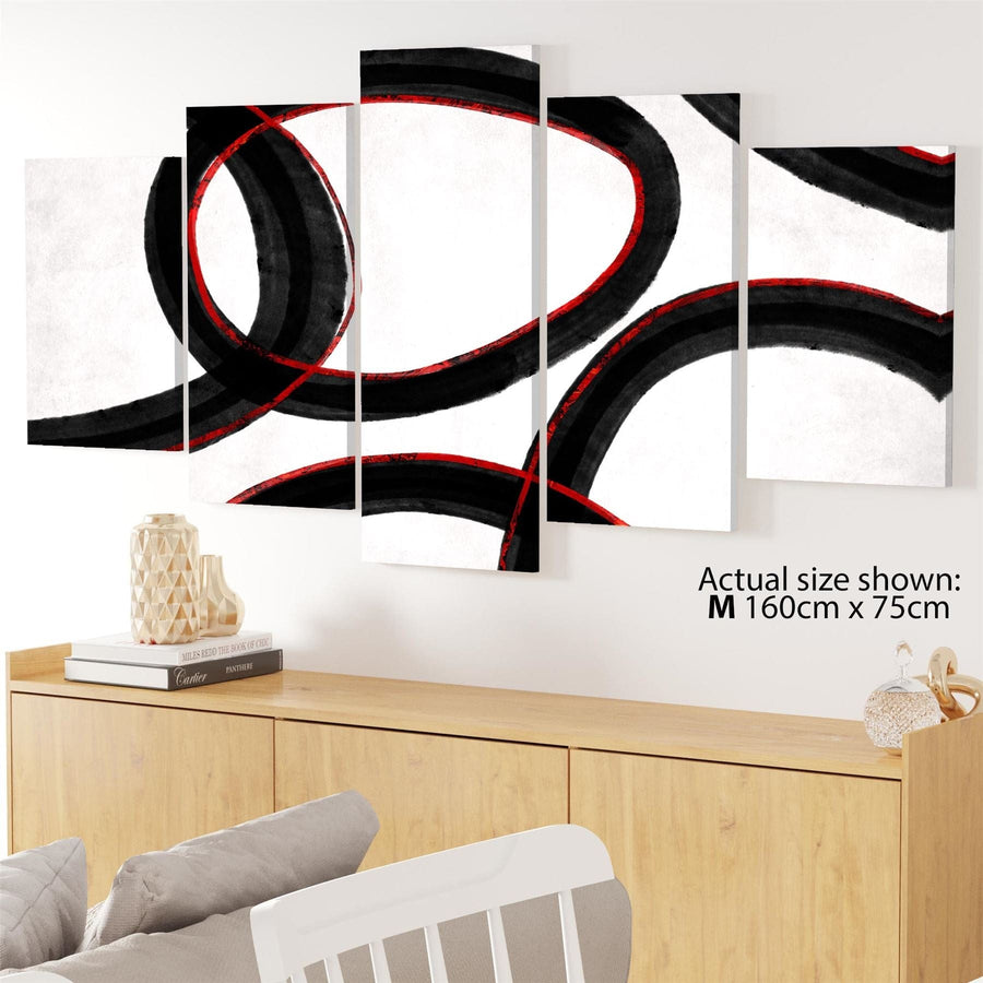 Abstract Black and White Red Illustration Canvas Art Prints