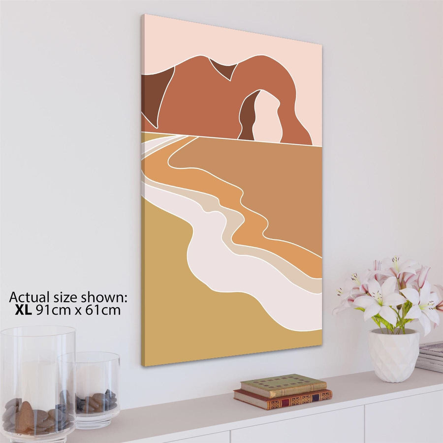 Durdle Door Stone Arch Landscape Canvas Art Pictures Pink Light Brown