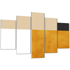 Abstract Mustard Yellow White Design Canvas Art Prints