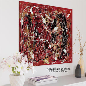 Abstract Red Black and White Pollock Inspired Style Framed Art Pictures