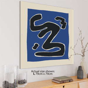 Abstract Blue Cream Expression Painting Canvas Wall Art Print