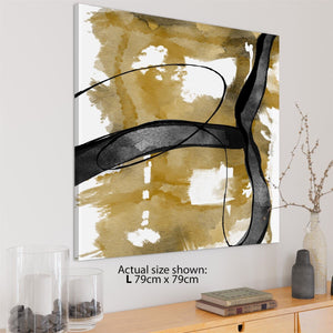 Abstract Yellow Black Graphic Canvas Wall Art Picture