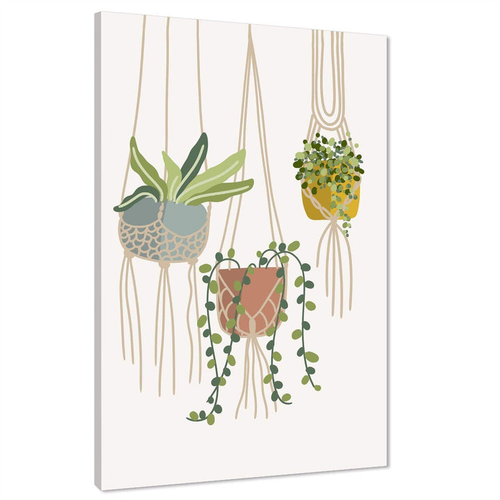 Coral Green Hanging Baskets Floral Canvas Wall Art Picture - 1RP1527M