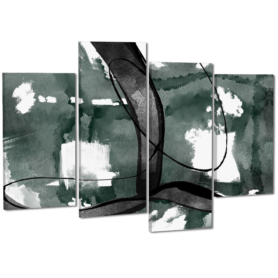 Abstract Green Black Design Canvas Wall Art Picture