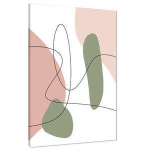 Abstract Pink Sage Green Artwork Canvas Wall Art Picture