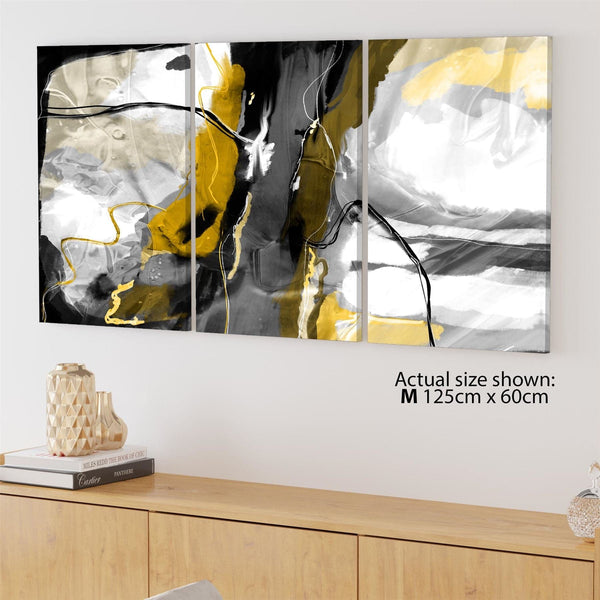 Abstract Mustard Grey Illustration Framed Art Pictures