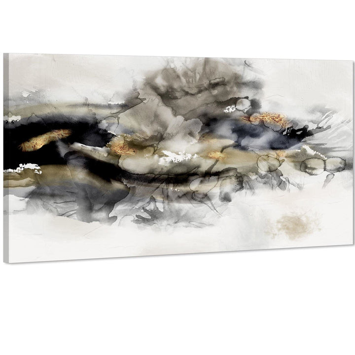 Abstract Black and White Gold Design Canvas Art Prints - 1629