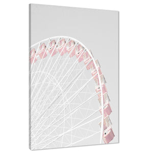 Shabby Chic Ferris Wheel Canvas Wall Art Print Pink Grey