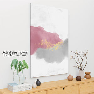 Abstract Pink Grey Yellow Clouds Watercolour Canvas Art Pictures