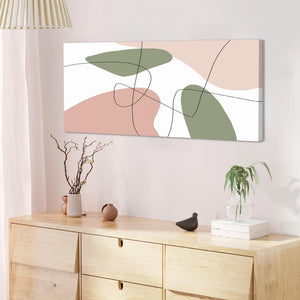 Abstract Blush Pink Green Illustration Canvas Art Pictures